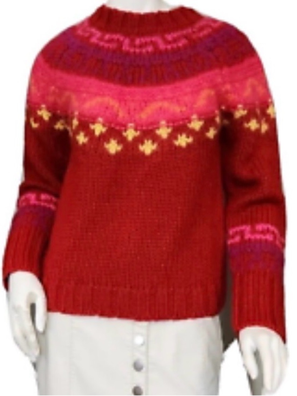 NWT Vintage 90s Express Jeans Fair Isle Wool Sweater M Red Made in Hong Kong